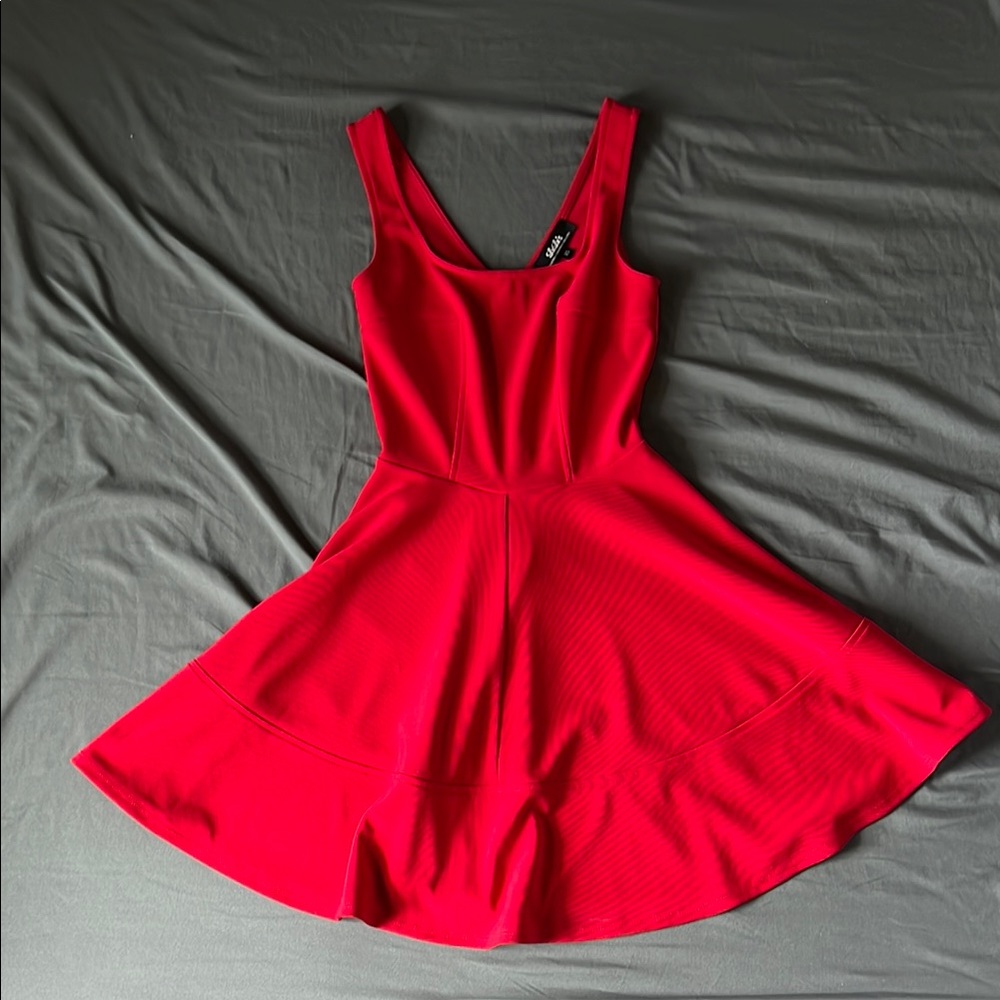 Lulu's Red A-Line Scoop Neck Mini Dress